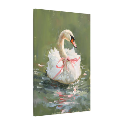 .75" Matte Canvas - Ballet Swan in Pink Bow