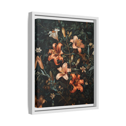 Framed Canvas - Elegant Blooming Lilies