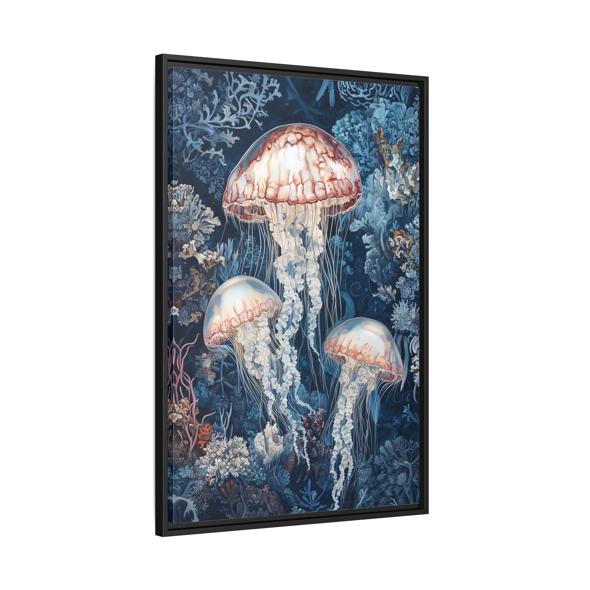 Framed Canvas - Ethereal Ocean Jellyfish