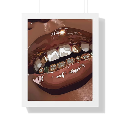 Framed Paper Print - Golden Grill Smile