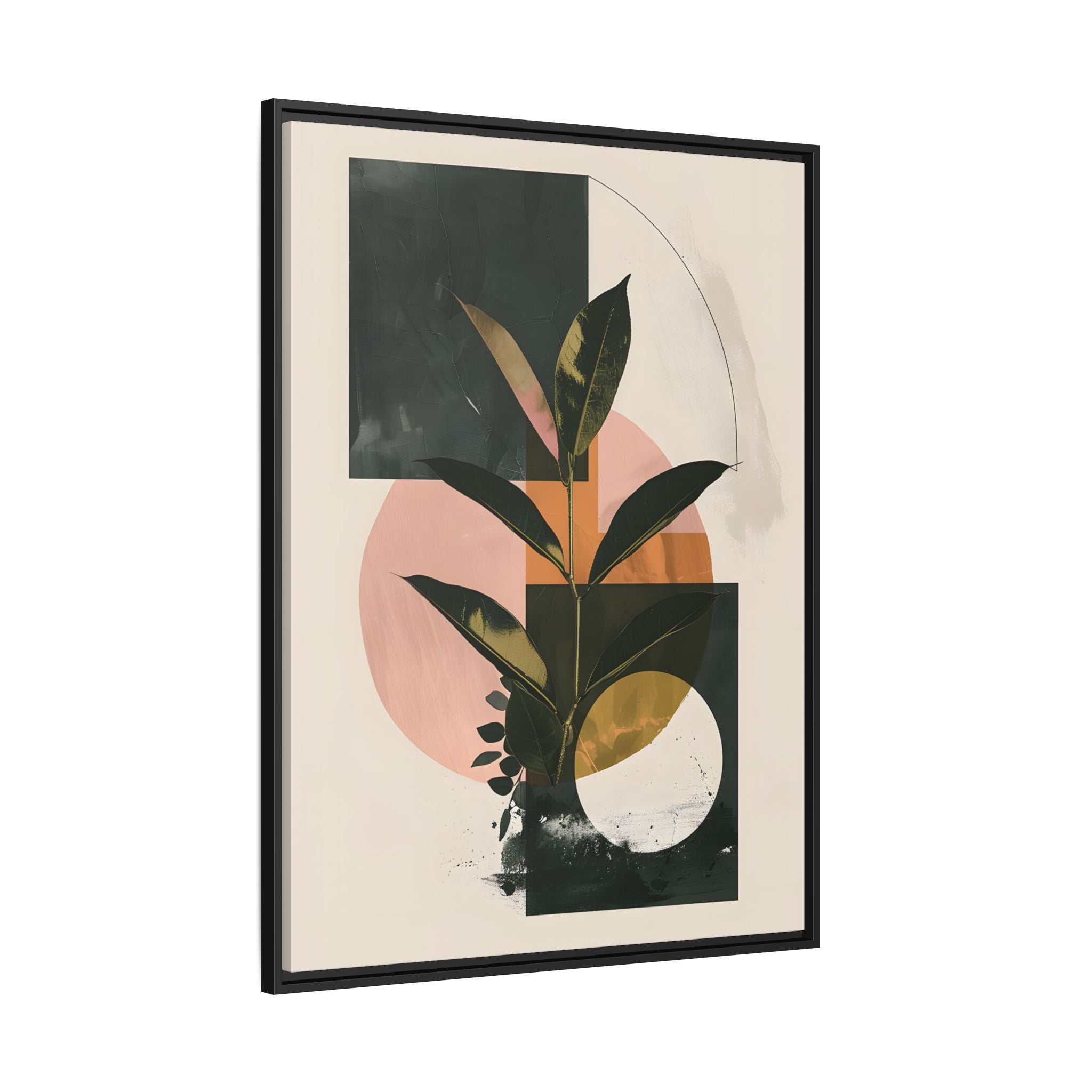 Framed Canvas - Blush Geometry Leafscape