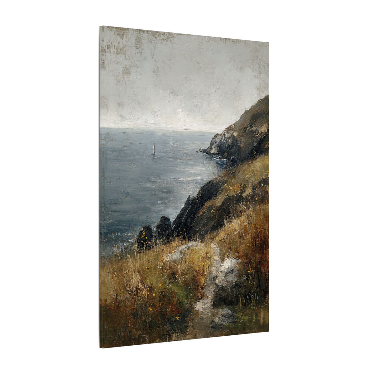 .75" Matte Canvas - Cliffside Sailboat Seascape