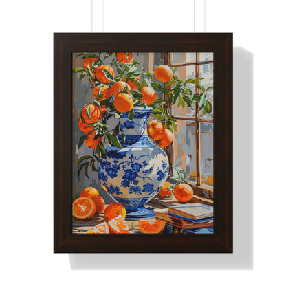 Framed Paper Print - Sunlit Citrus &amp; Porcelain