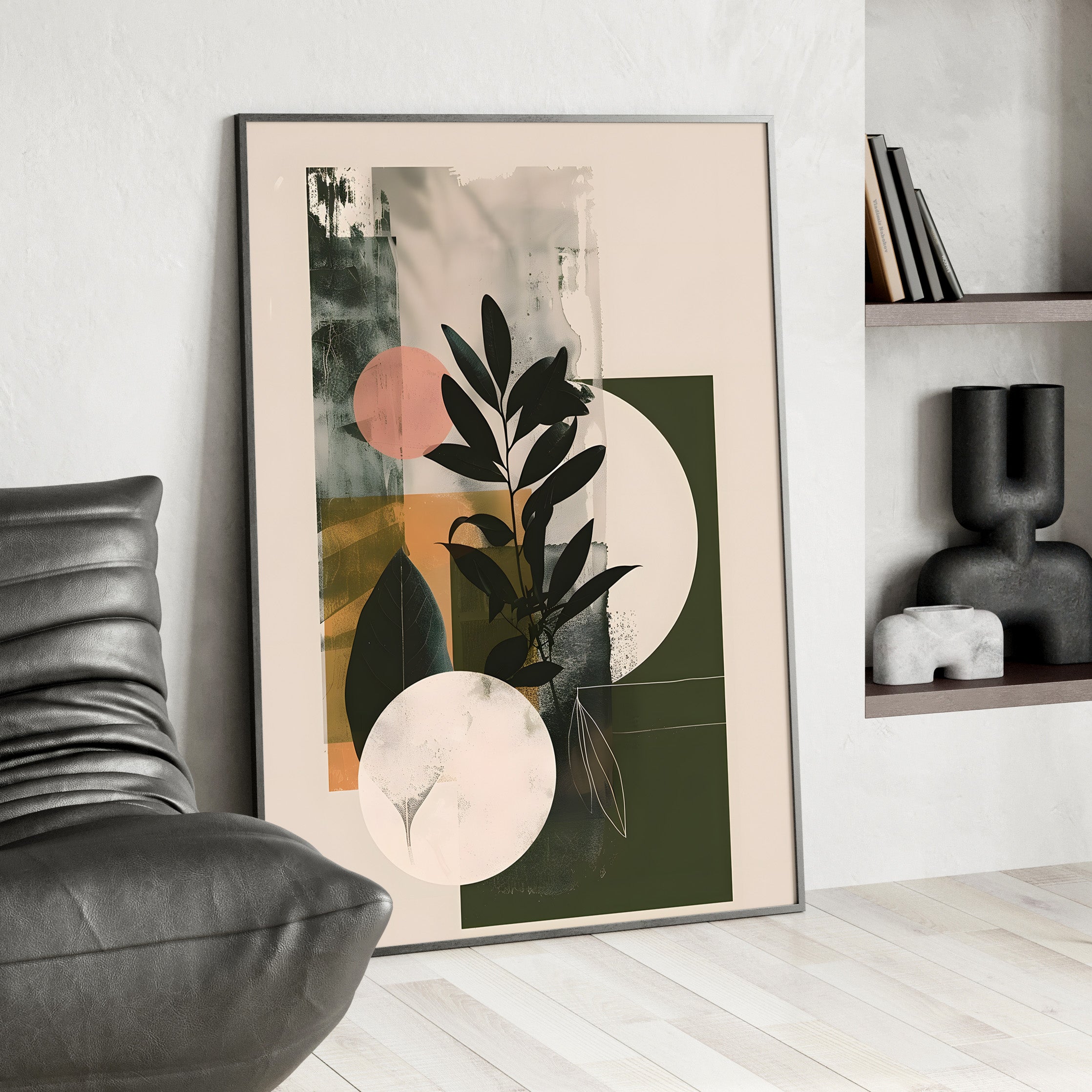 Framed Paper Print - Earthy Geometric Botanicals