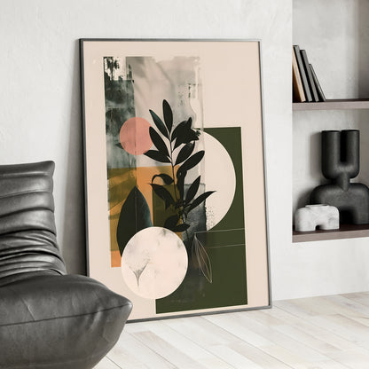 Framed Paper Print - Earthy Geometric Botanicals