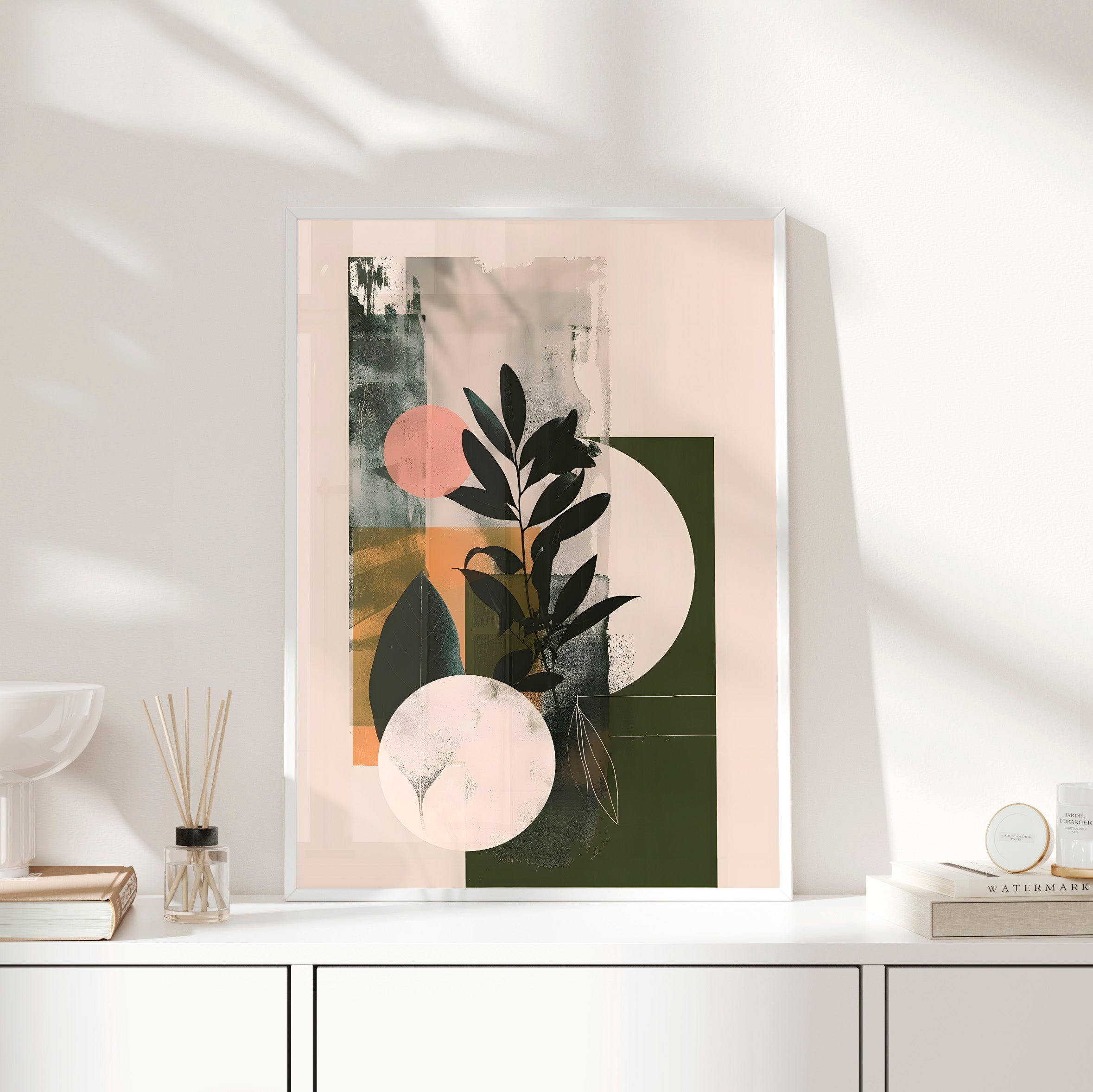 Framed Paper Print - Earthy Geometric Botanicals