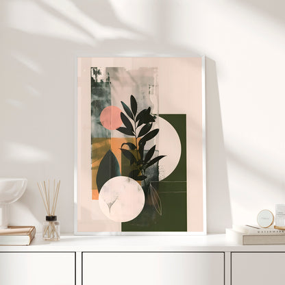 Framed Paper Print - Earthy Geometric Botanicals