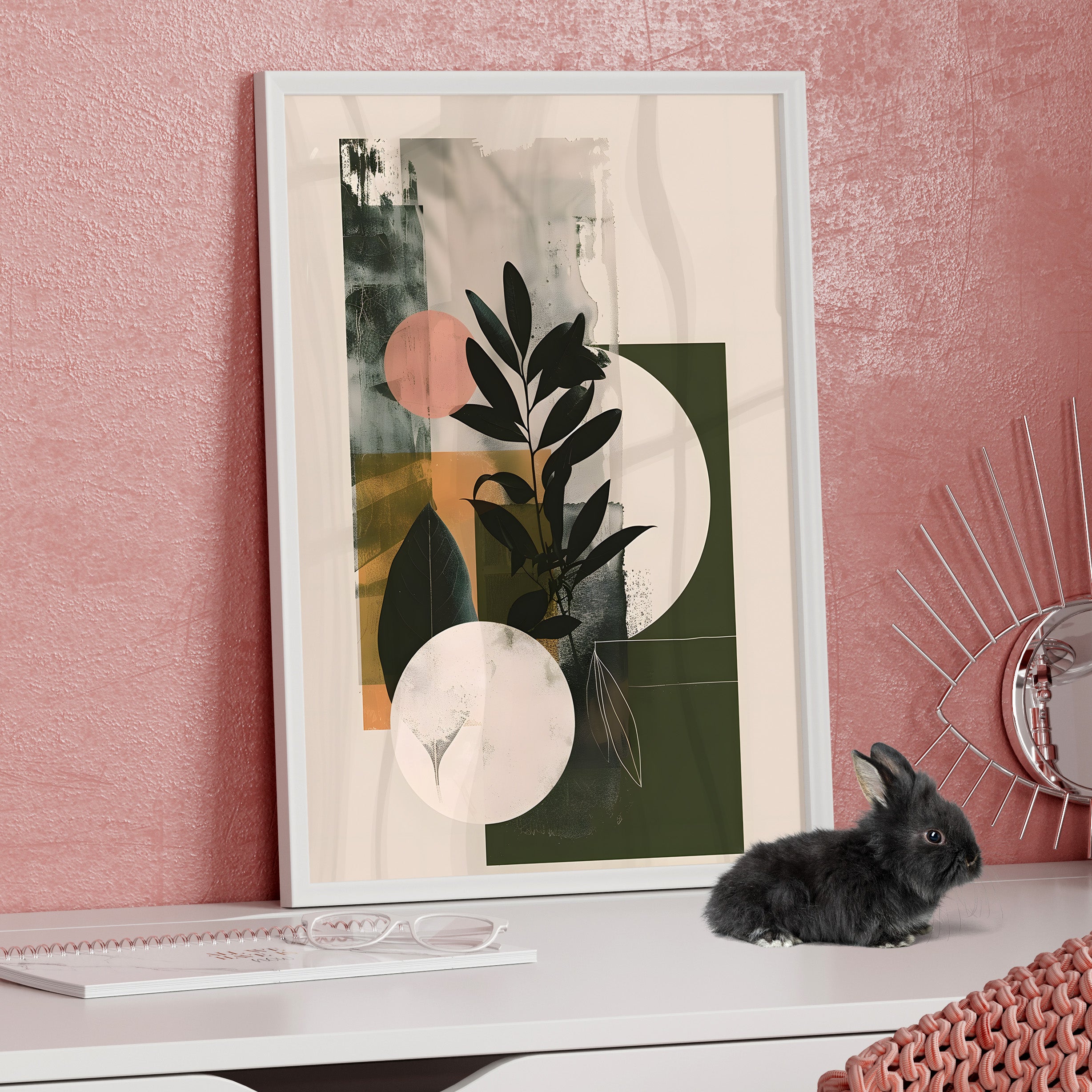 Framed Paper Print - Earthy Geometric Botanicals