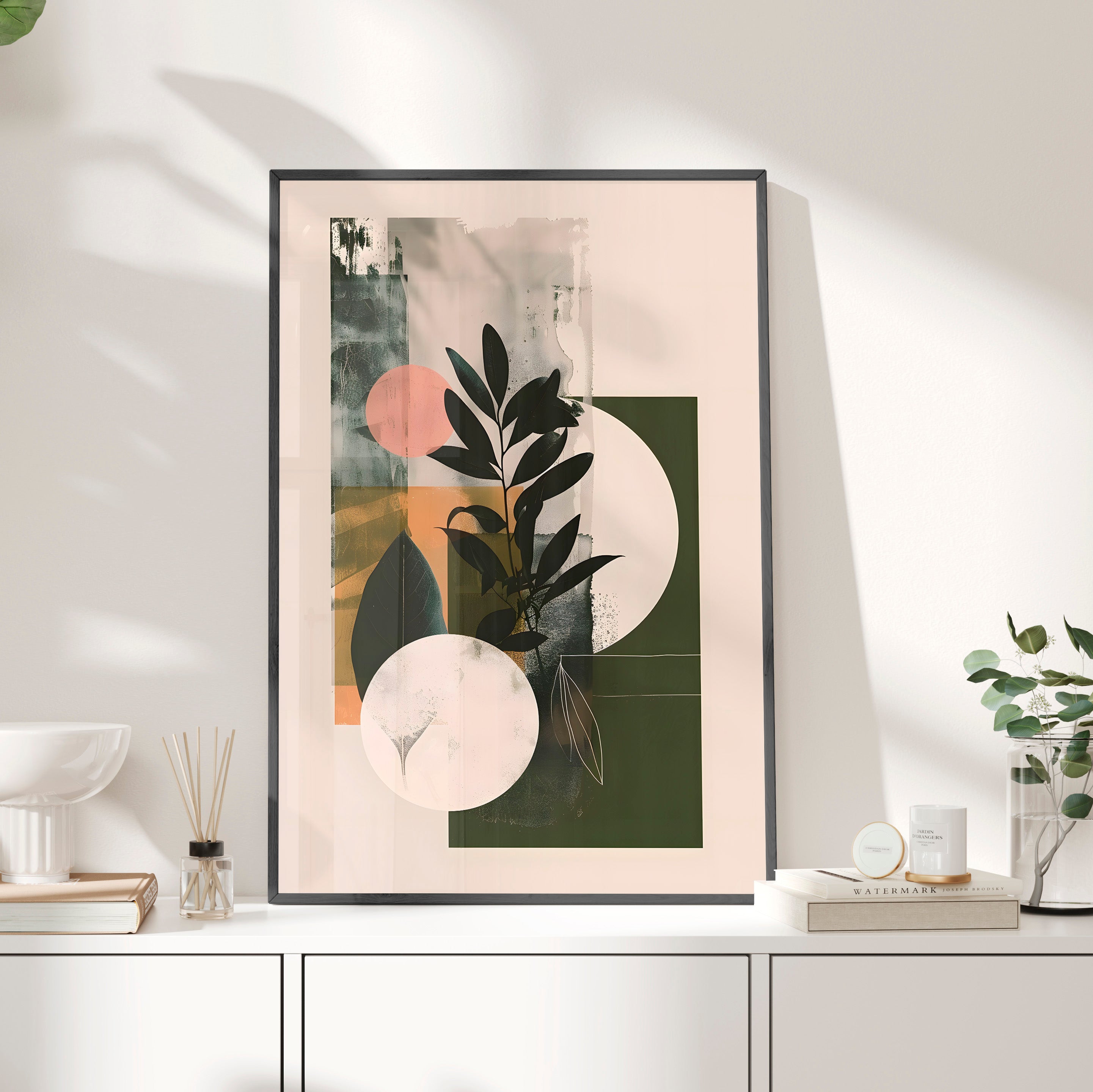 Framed Paper Print - Earthy Geometric Botanicals