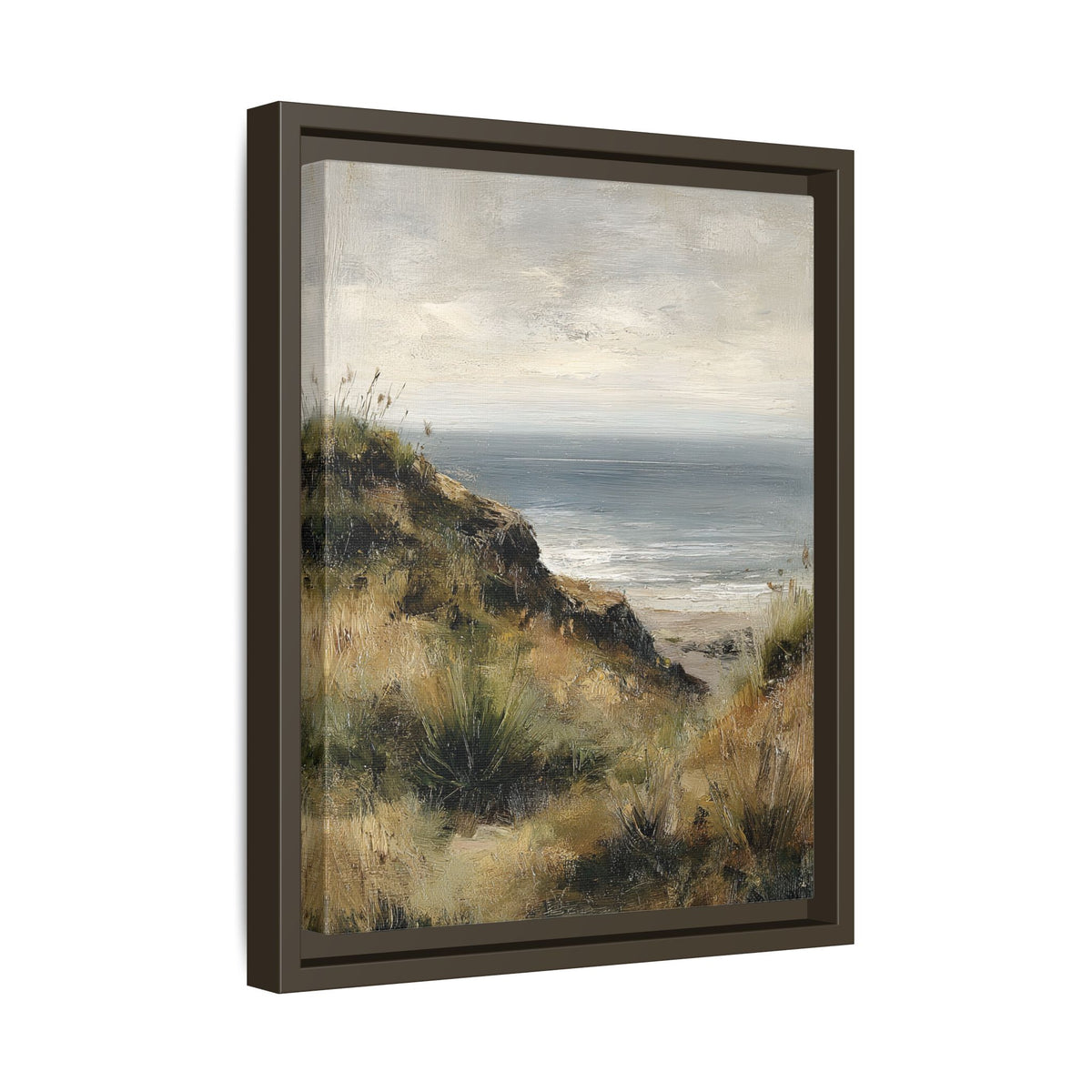 Framed Canvas - Misty Coastal Seascape