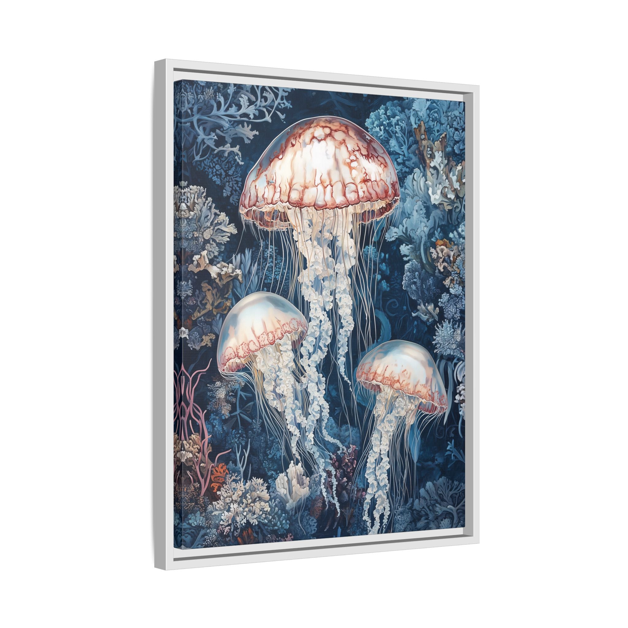 Framed Canvas - Ethereal Ocean Jellyfish
