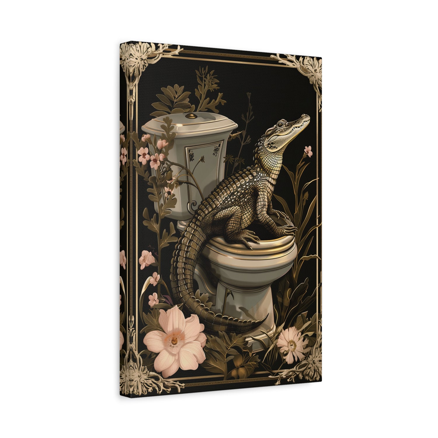 1.25" Matte Canvas - Toilet Gator Floral Surprise