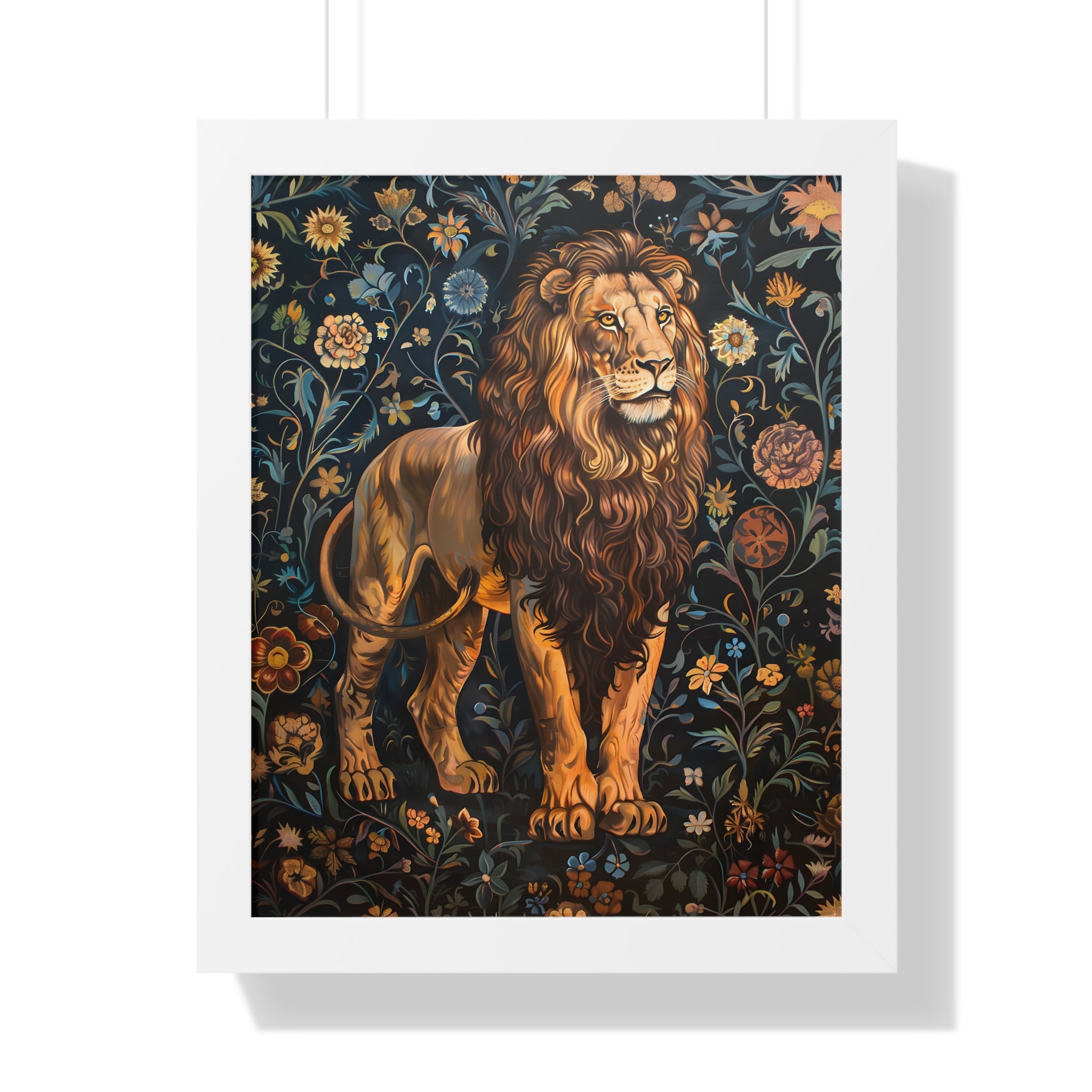 Framed Paper Print - Majestic Floral Lion