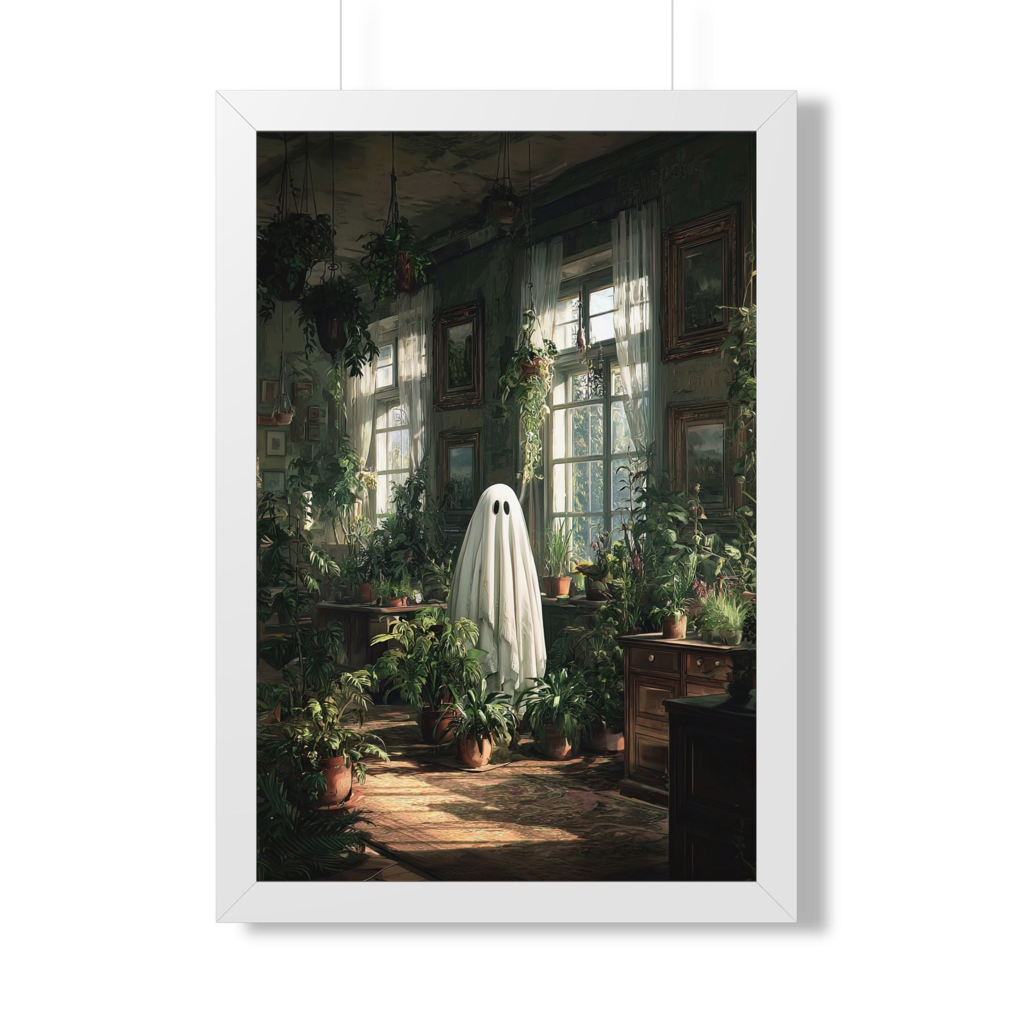 Framed Paper Print - Ghost Among Houseplants