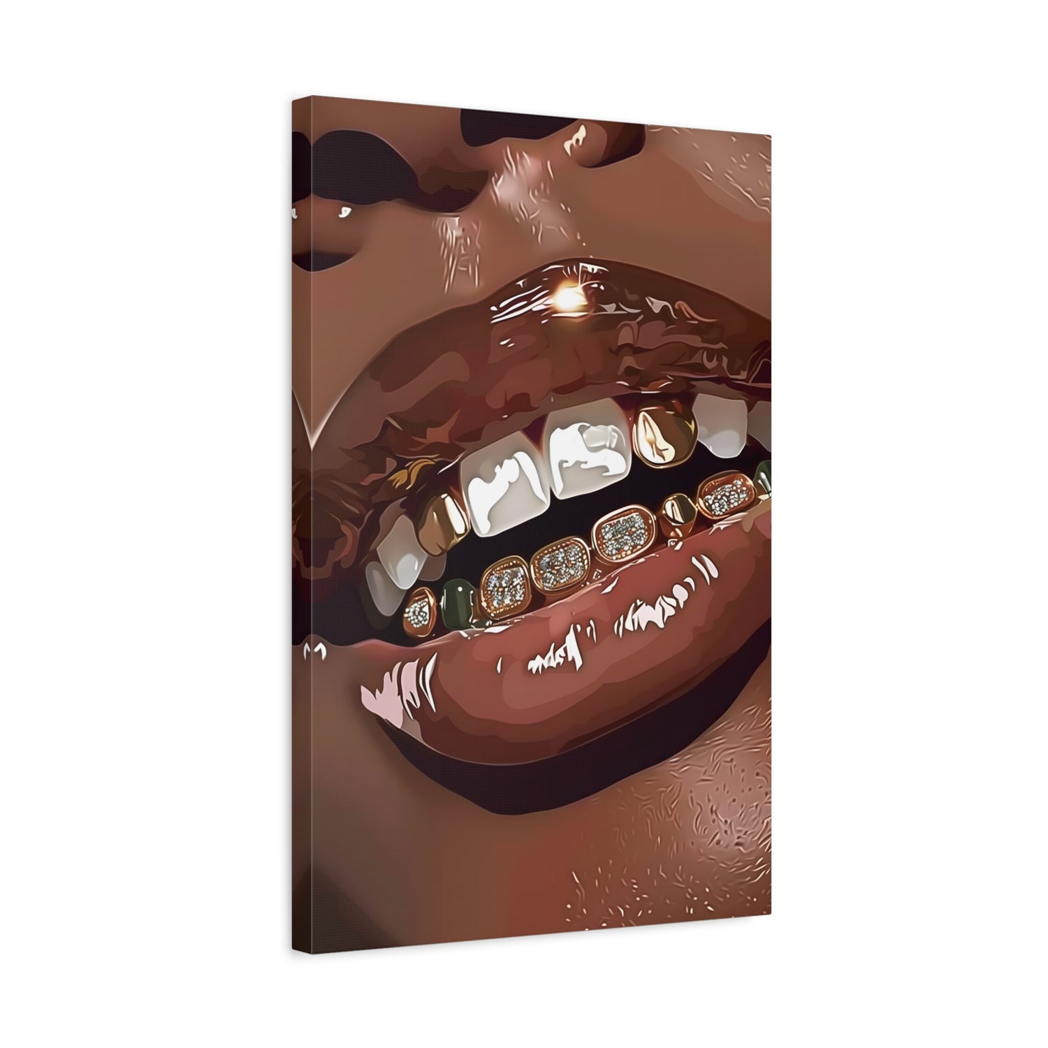 1.25" Matte Canvas - Golden Grill Smile