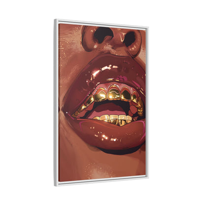 Framed Canvas - Gold Grills Glam Closeup