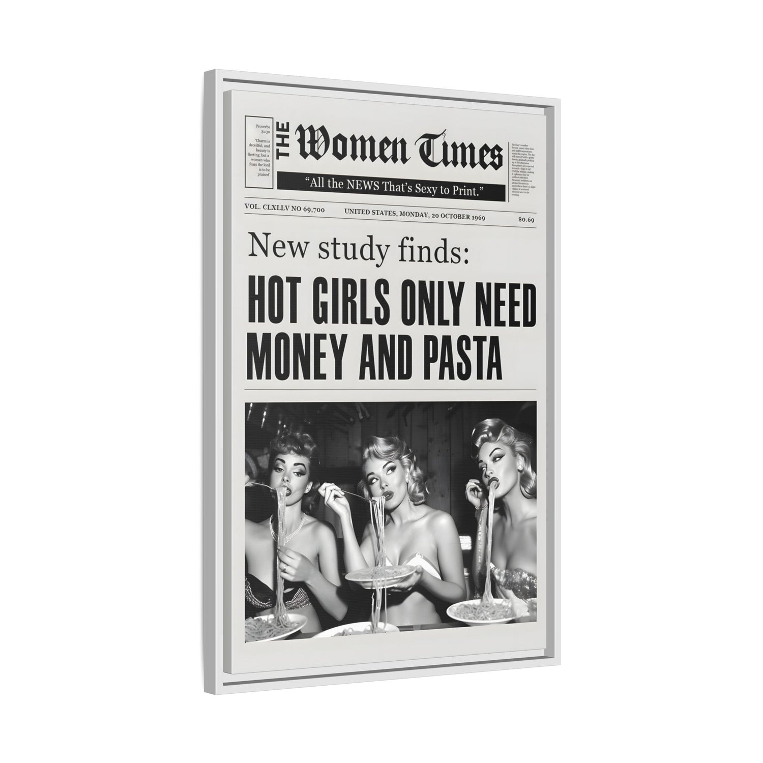 Framed Canvas - Retro Pasta Gazette