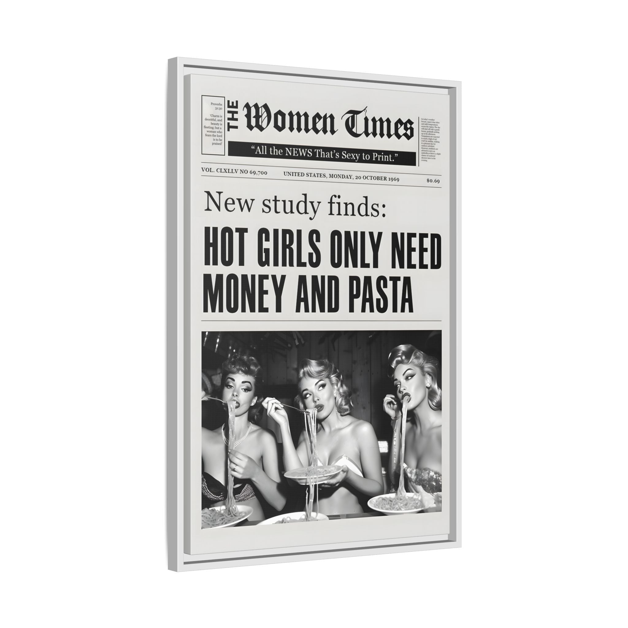 Framed Canvas - Retro Pasta Gazette