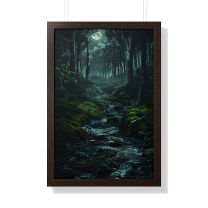 Framed Paper Print - Moonlit Forest Stream