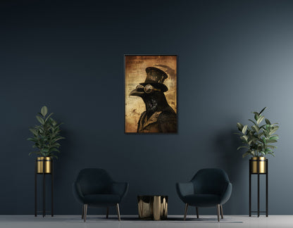 Framed Canvas - Steampunk Raven&