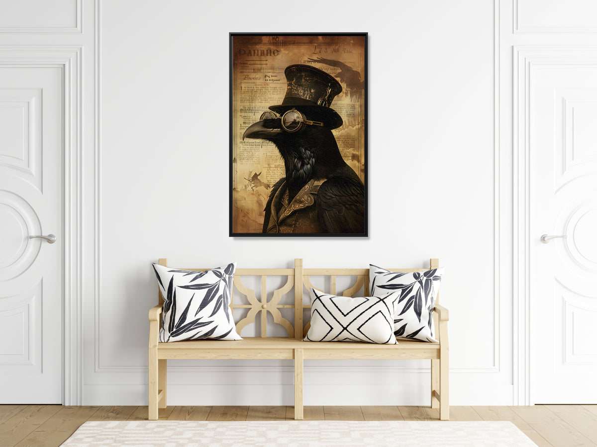 Framed Canvas - Steampunk Raven&