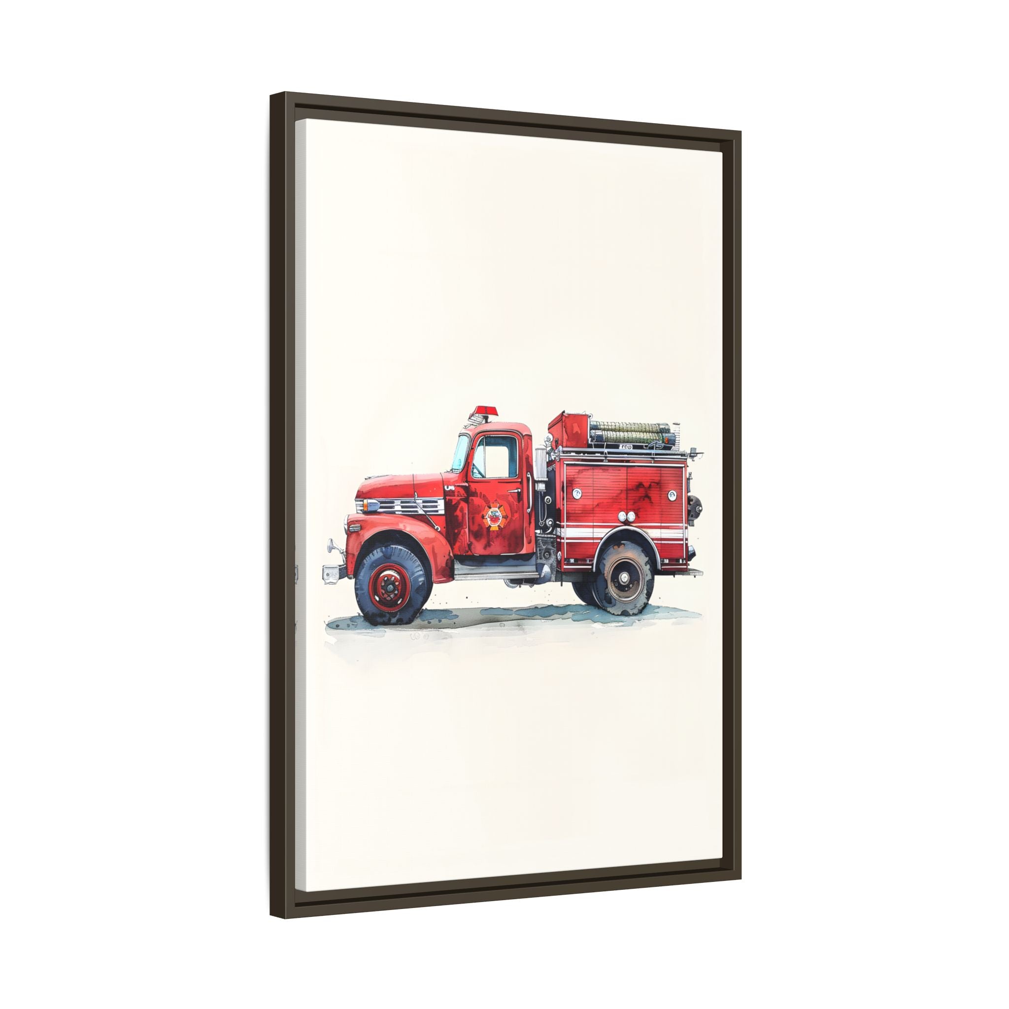 Framed Canvas - Vintage Firetruck Nursery