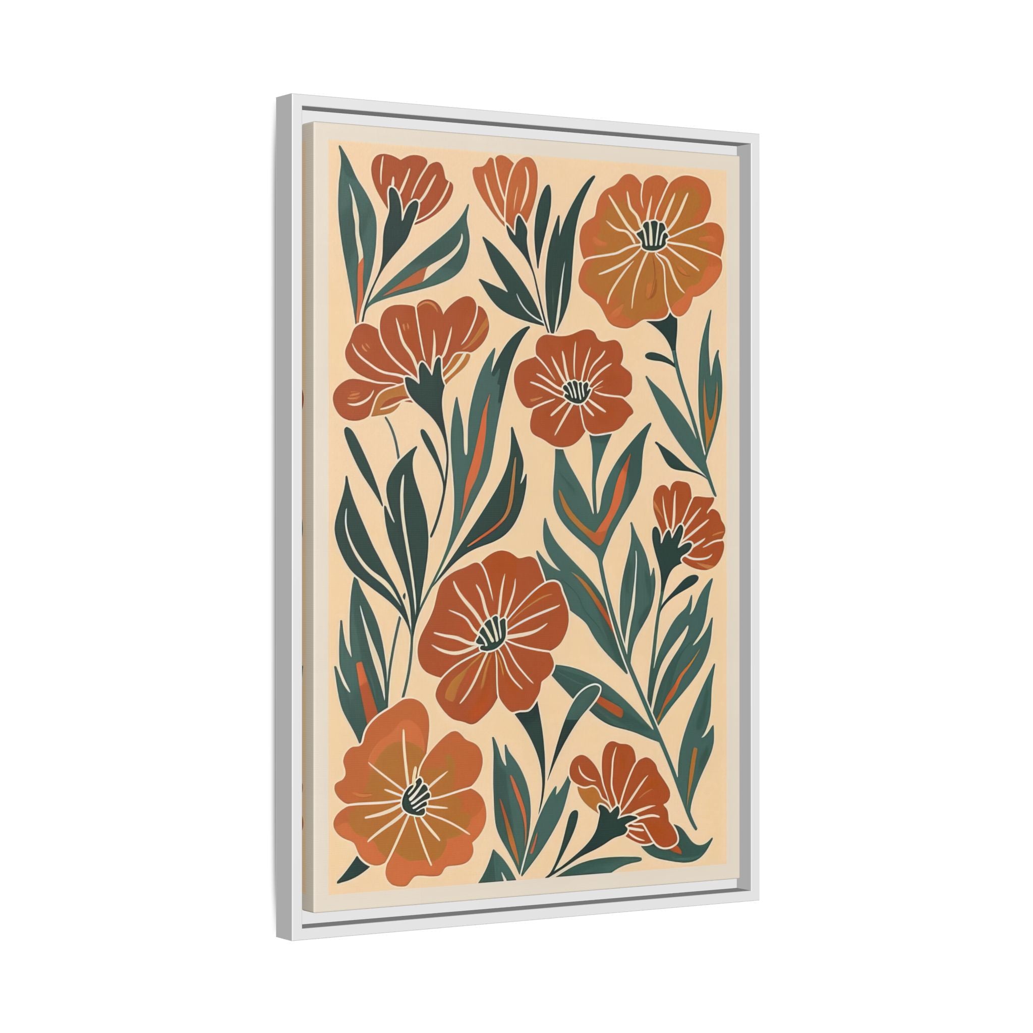 Framed Canvas - Burnt Orange Boho Blossoms