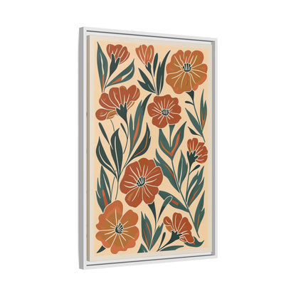 Framed Canvas - Burnt Orange Boho Blossoms
