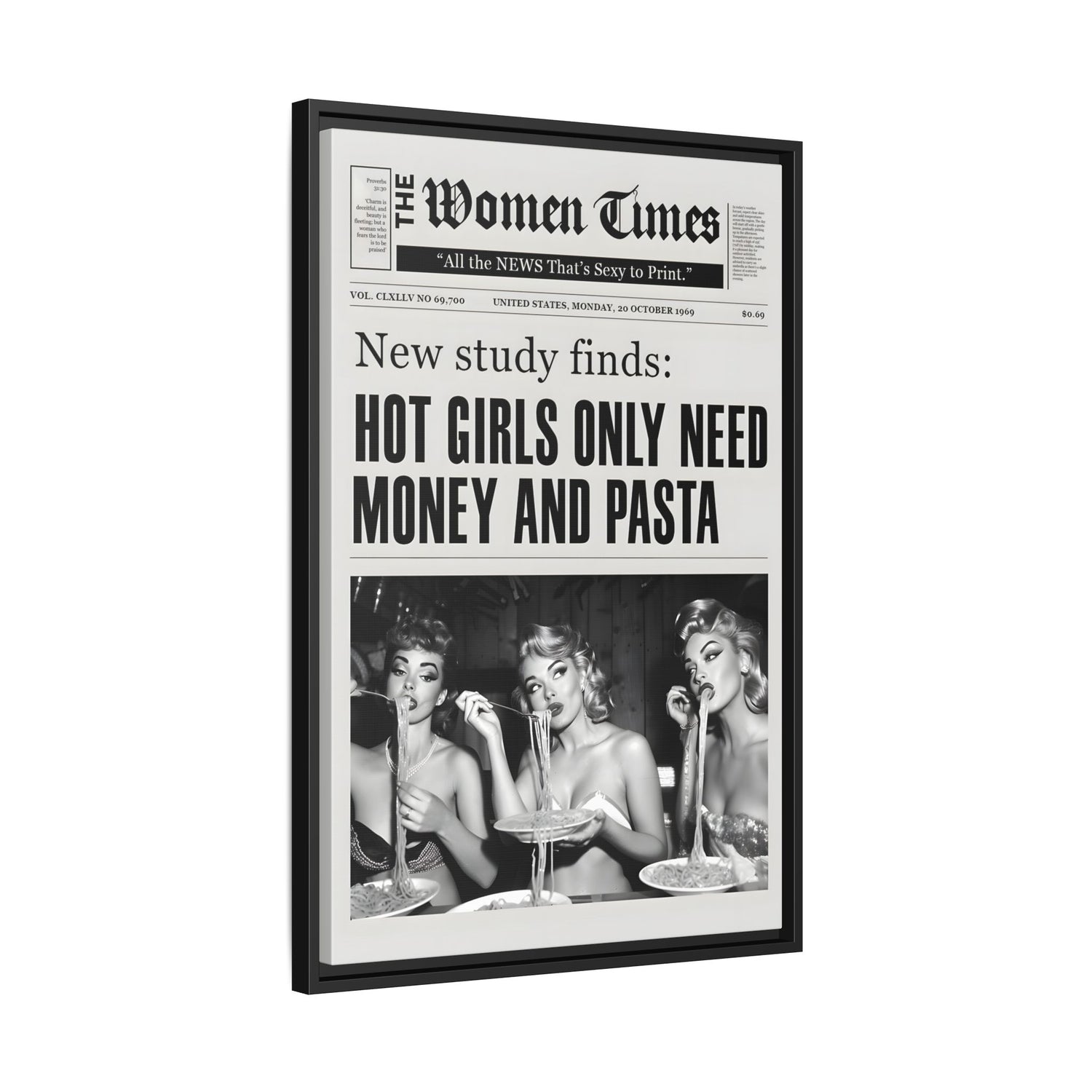 Framed Canvas - Retro Pasta Gazette