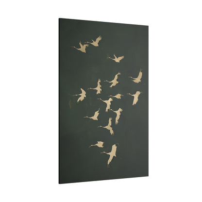 .75&quot; Matte Canvas - Emerald Sky Japanese Cranes
