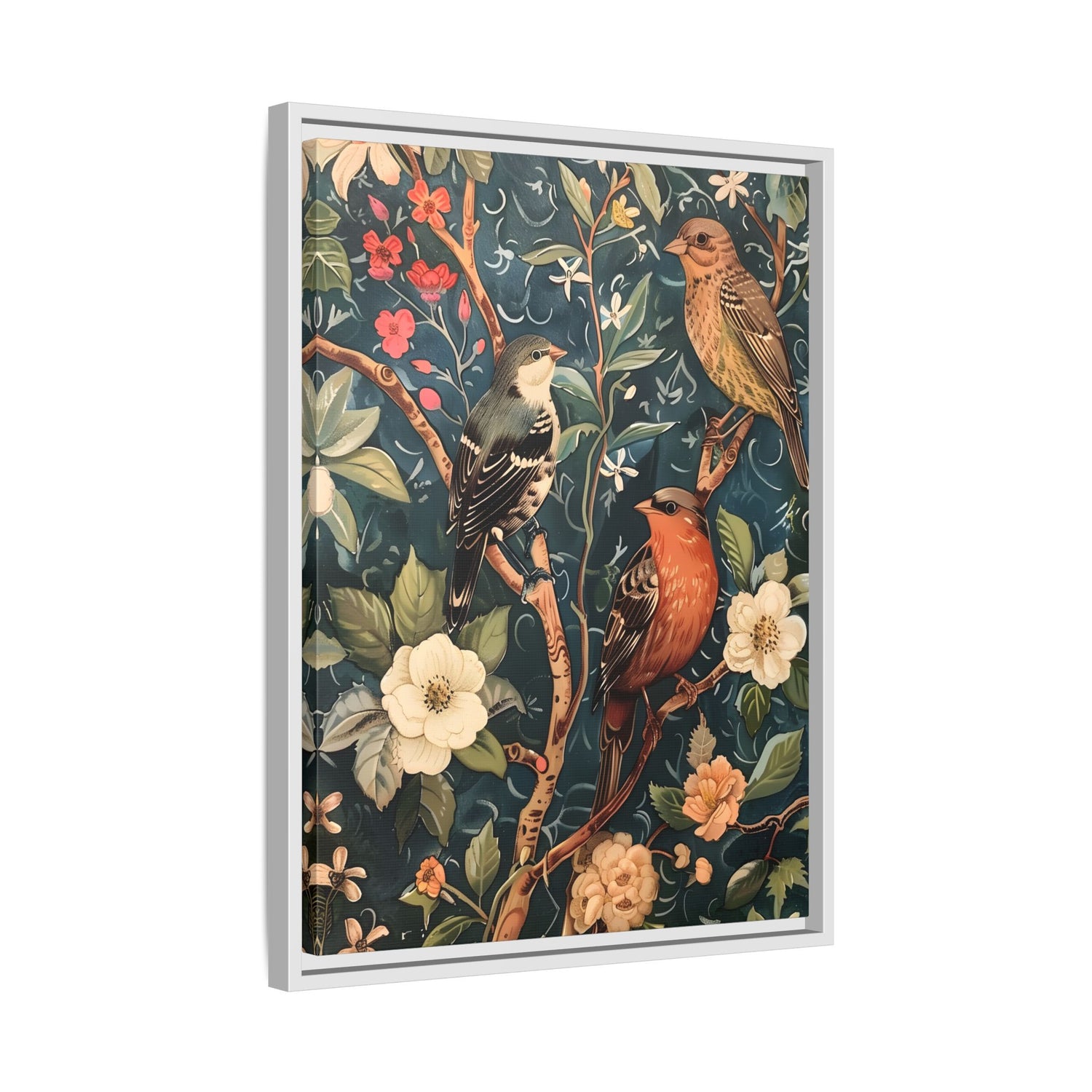 Framed Canvas - Robin and Sparrow Symphony
