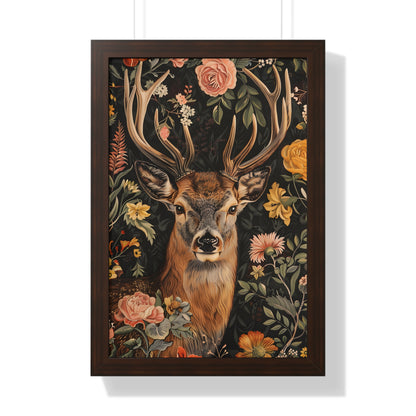 Framed Paper Print - Floral Deer Majesty