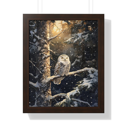 Framed Paper Print - Silent Gaze Snow Owl