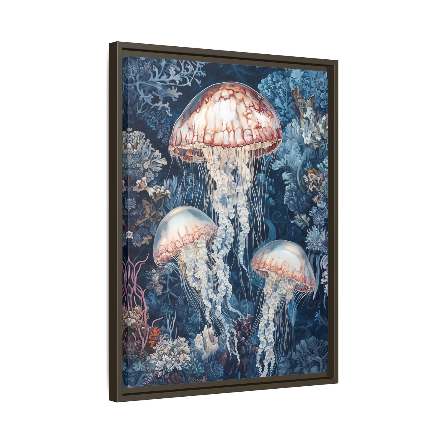 Framed Canvas - Ethereal Ocean Jellyfish