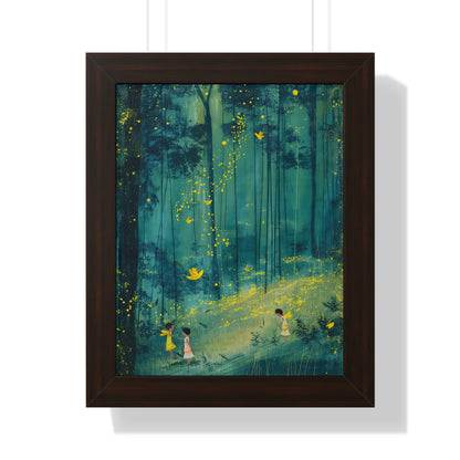 Framed Paper Print - Enchanted Firefly Forest