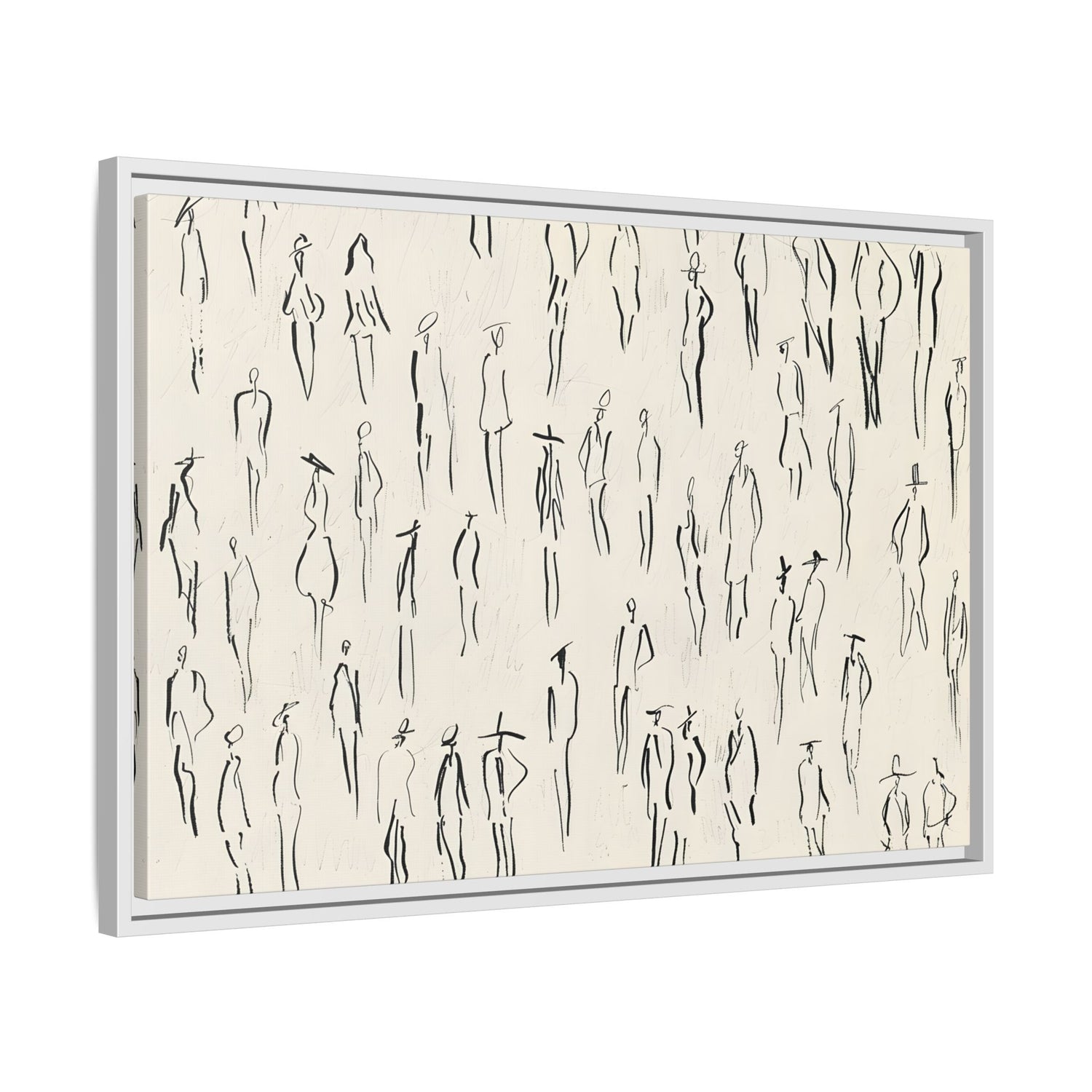 Framed Canvas - Crowd in Motion Linework