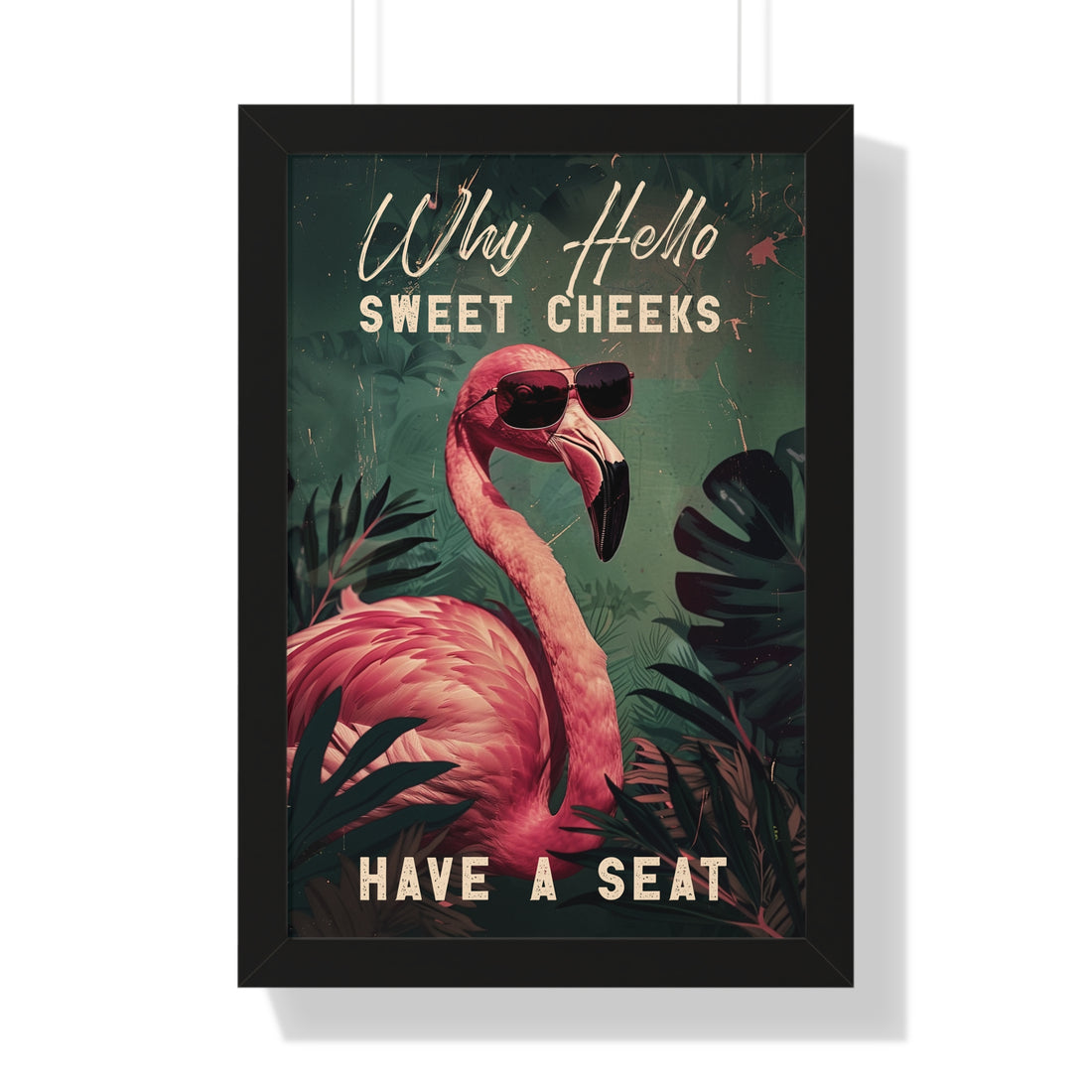 Framed Paper Print - Sweet Cheeks Flamingo Welcome