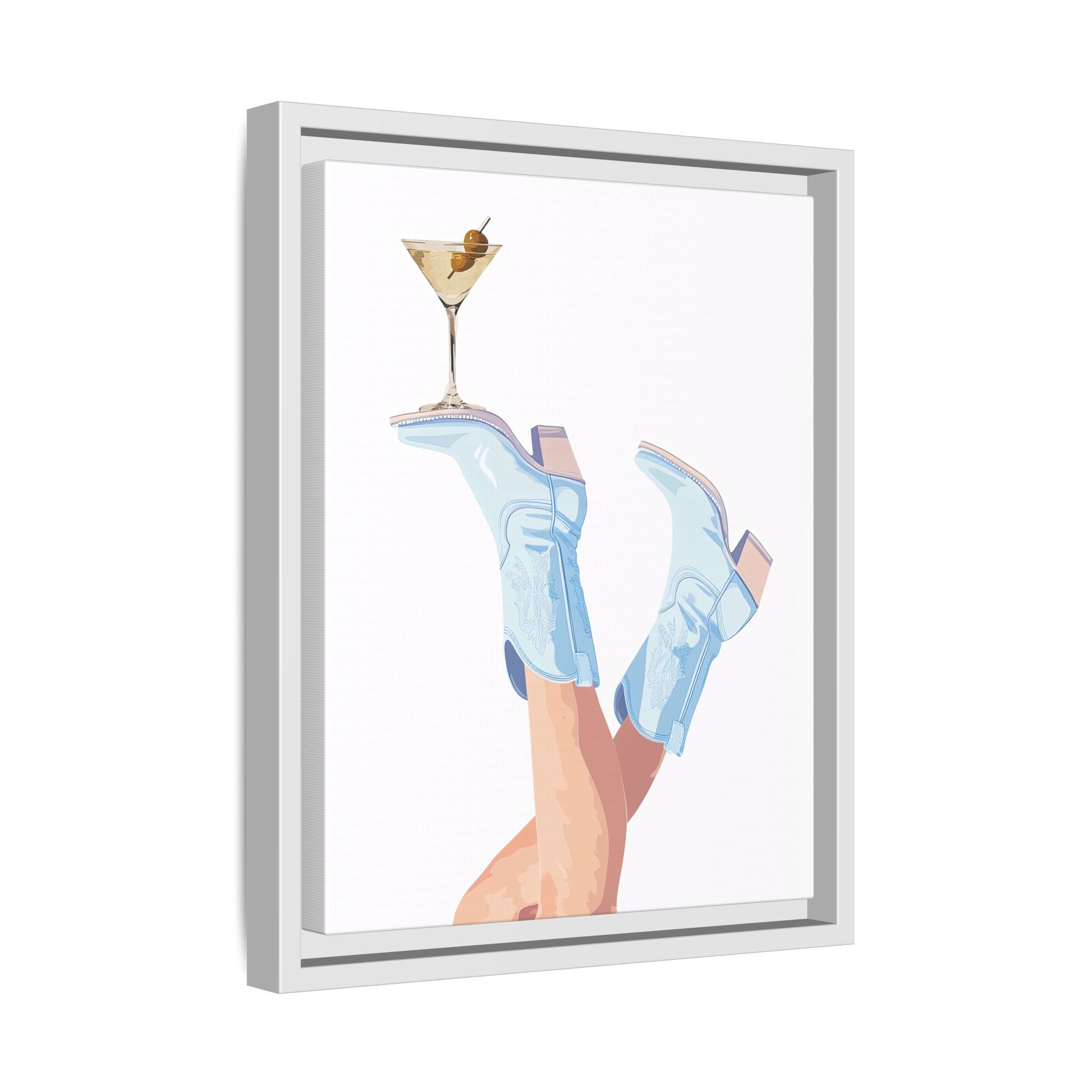 Framed Canvas - Boots Up, Cheers Babe