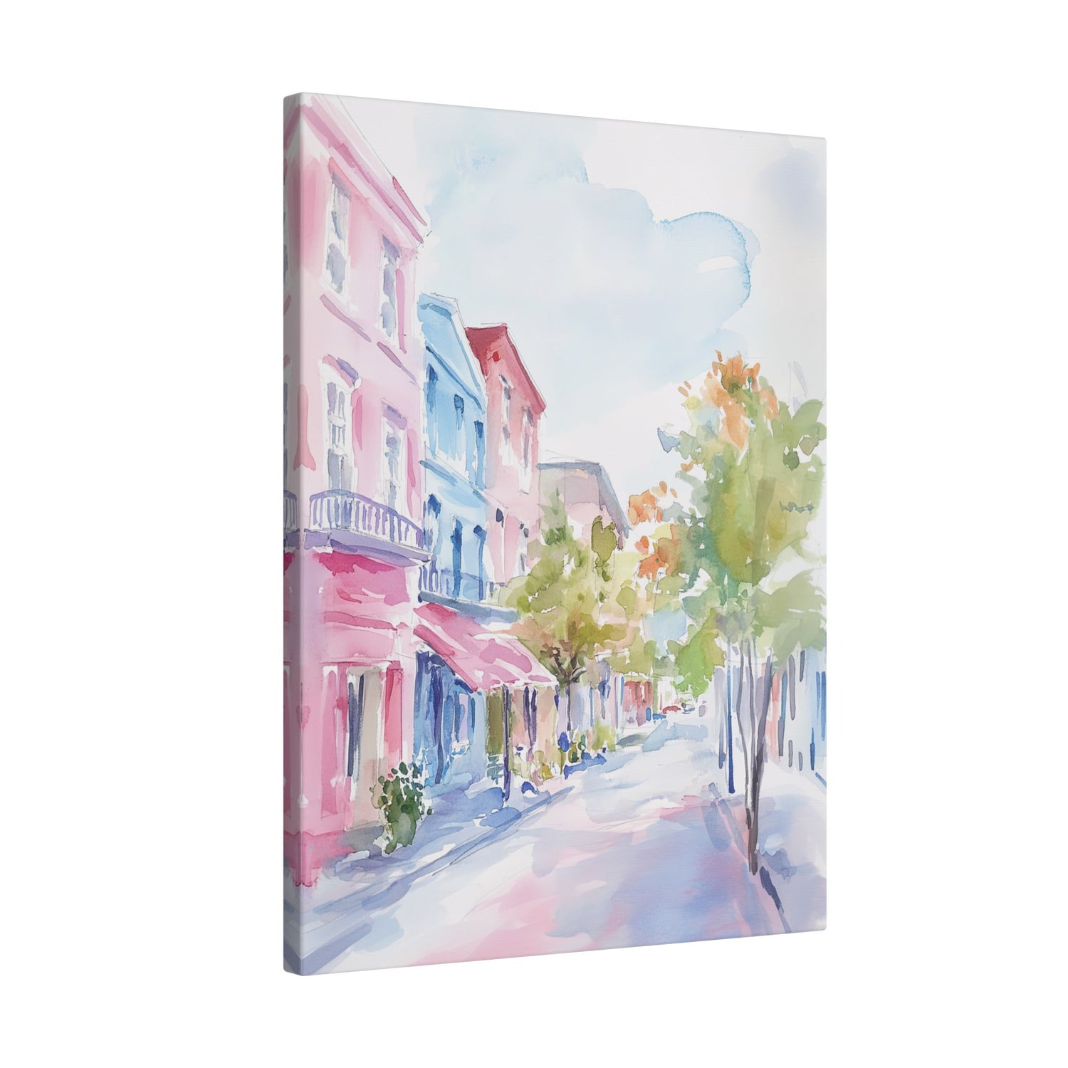 .75" Matte Canvas - Pastel Charleston Street Scene