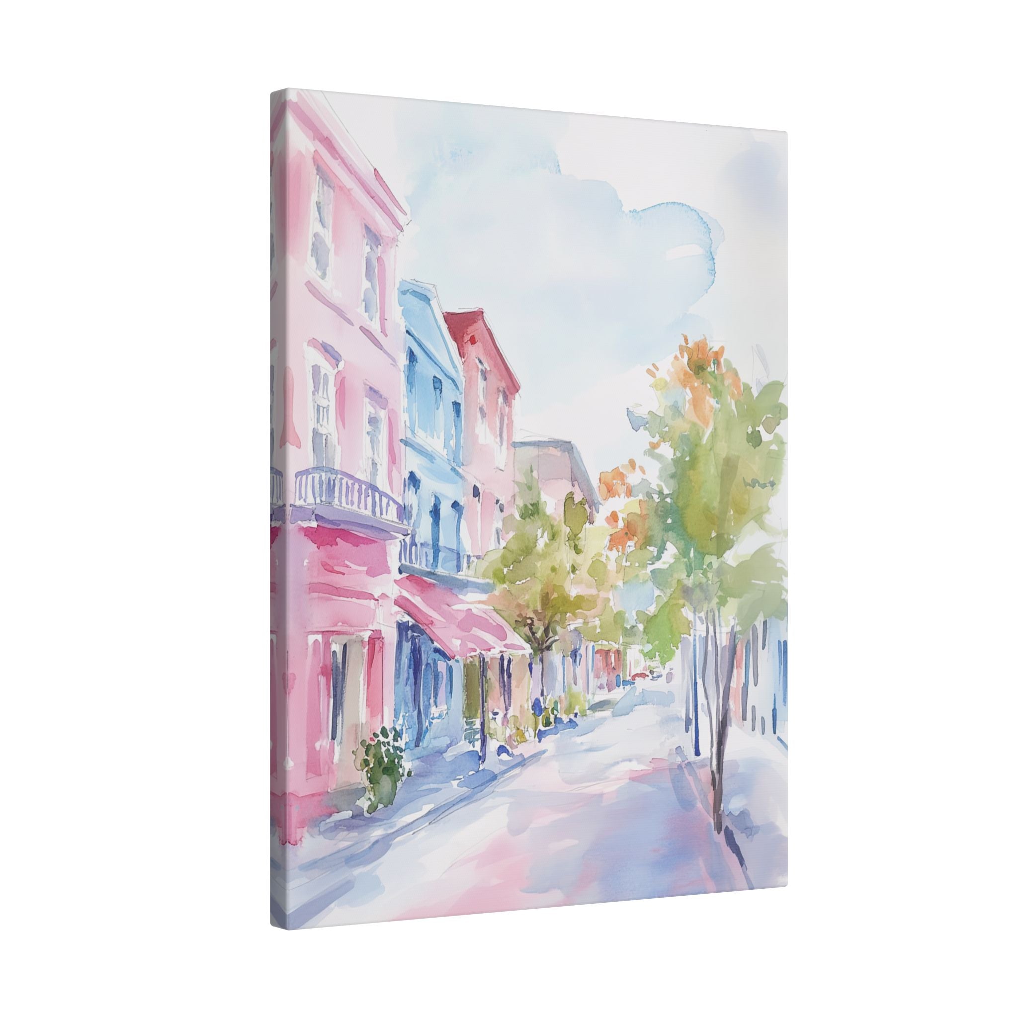 .75" Matte Canvas - Pastel Charleston Street Scene
