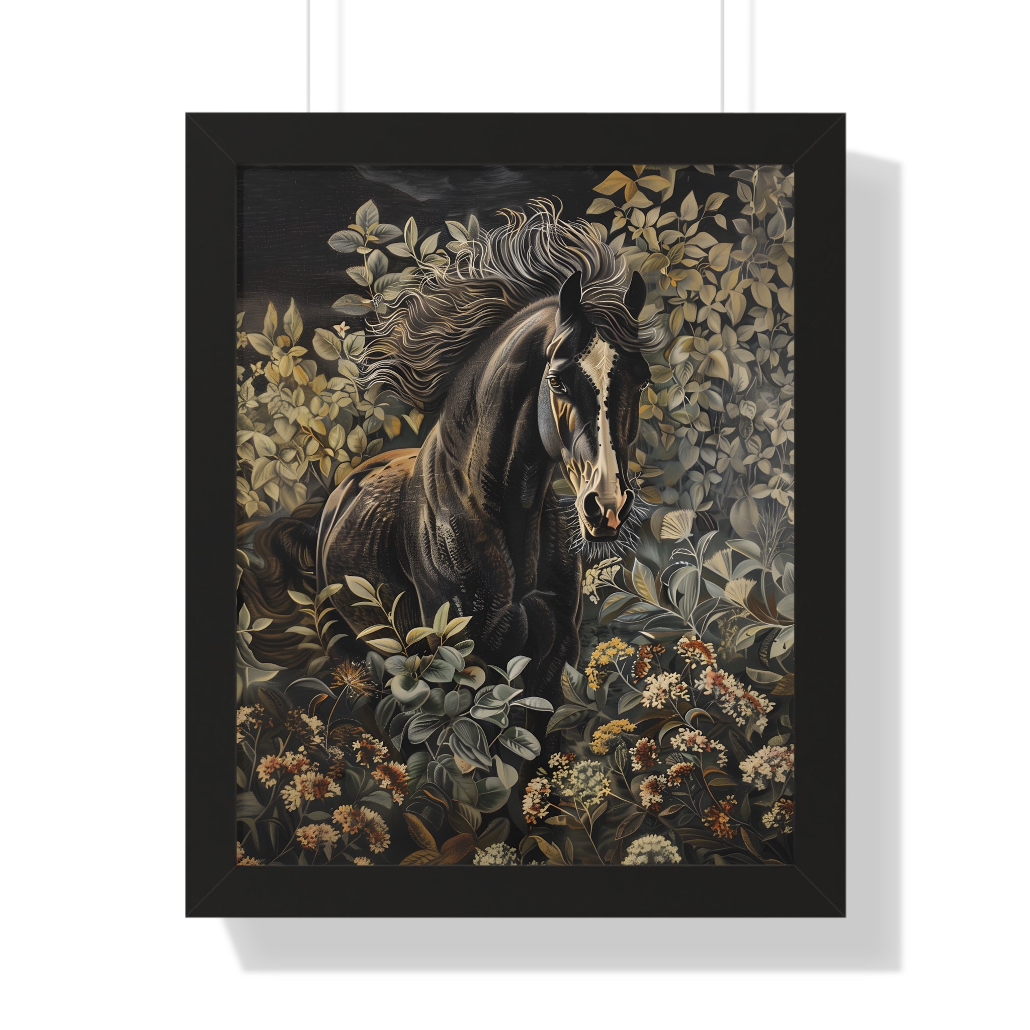 Framed Paper Print - Equine Elegance in Twilight Bloom