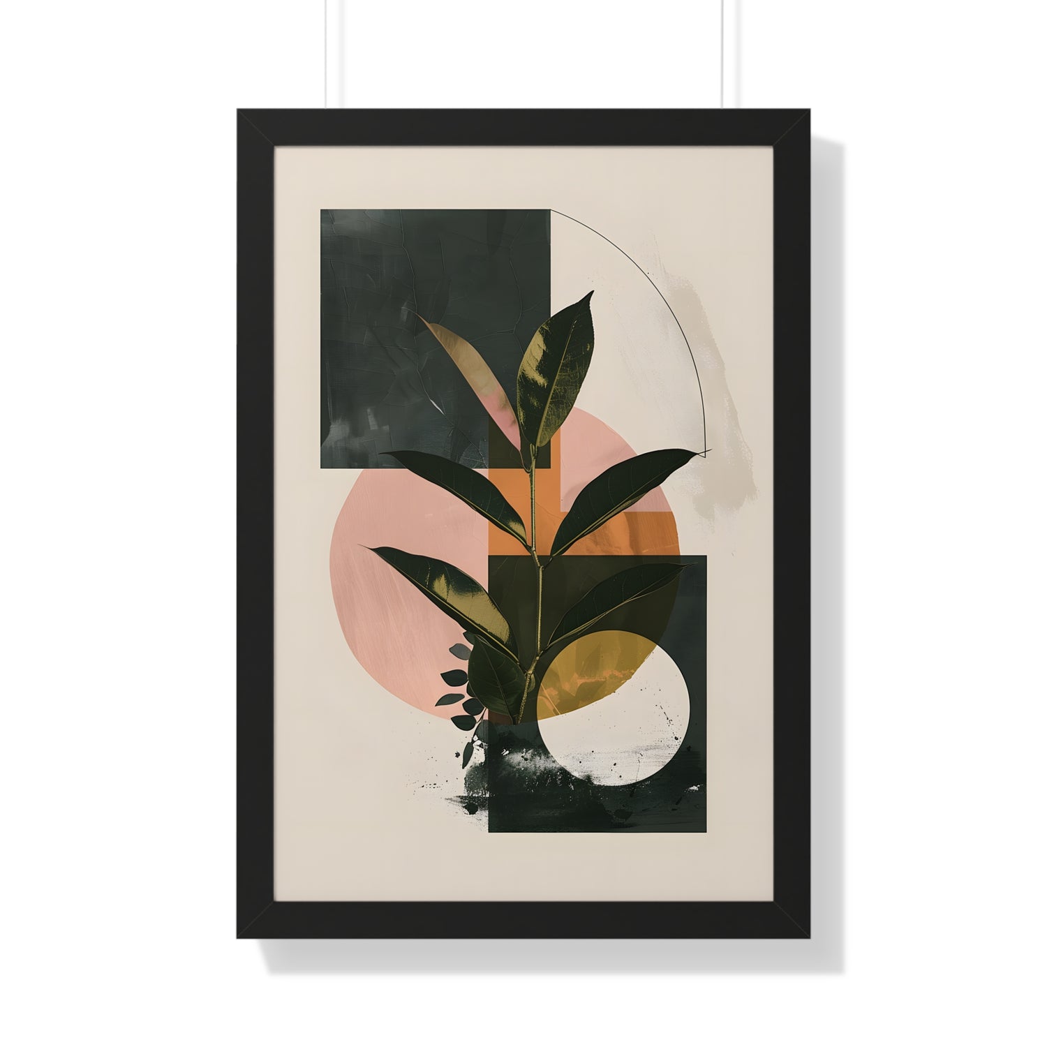 Framed Paper Print - Blush Geometry Leafscape