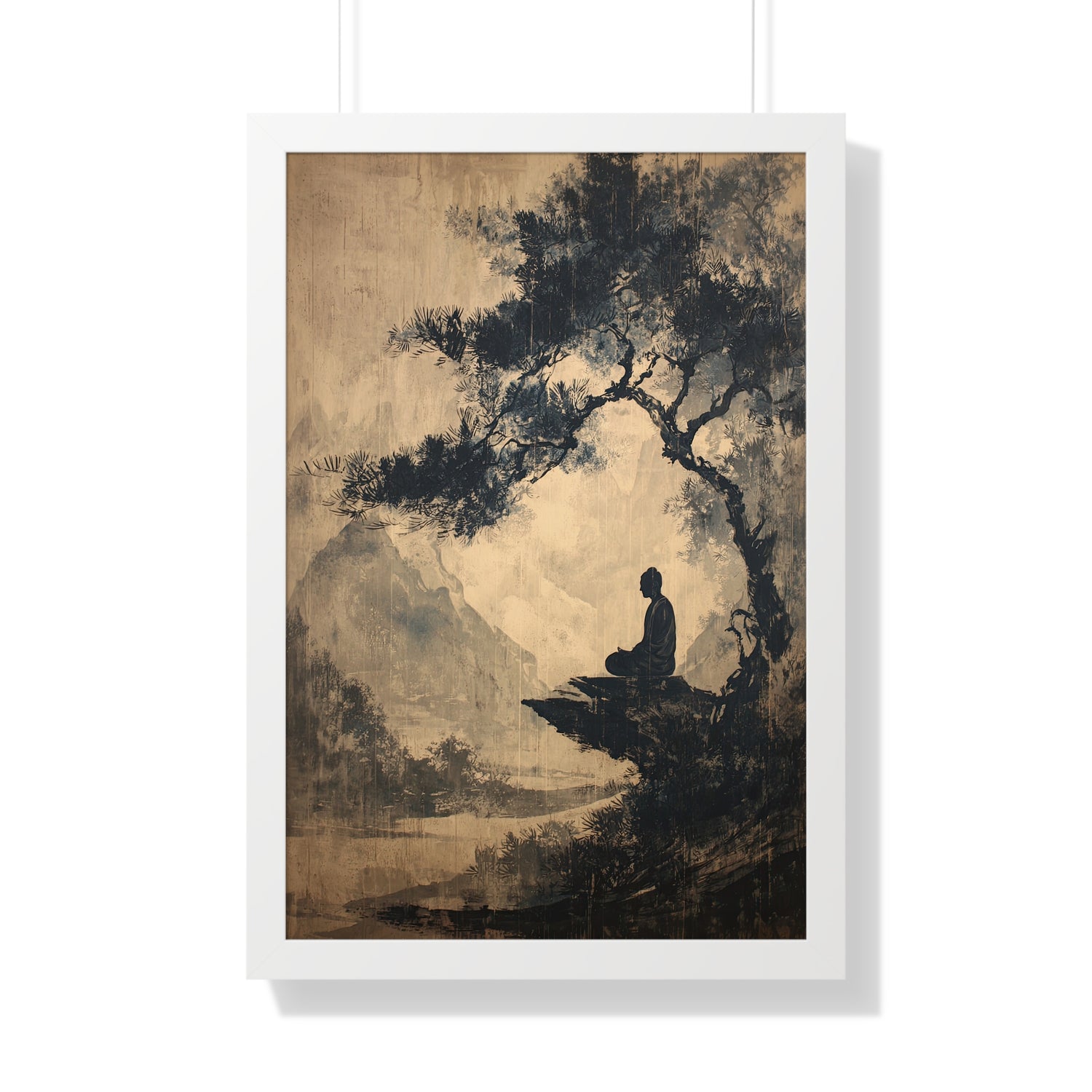 Framed Paper Print - Mountain Tree Zen Silence