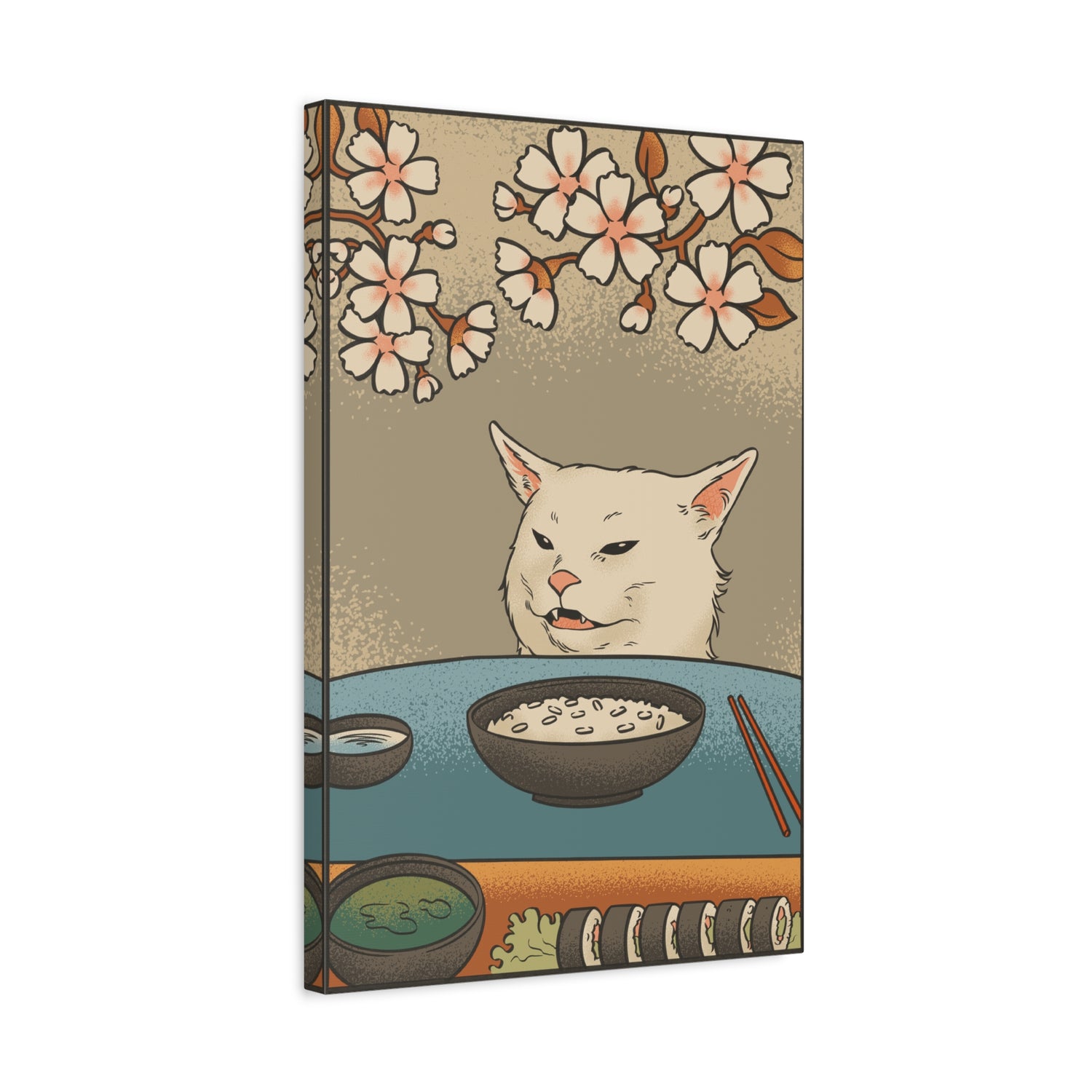 1.25" Matte Canvas - Unimpressed Cat Meme Ukiyo-e