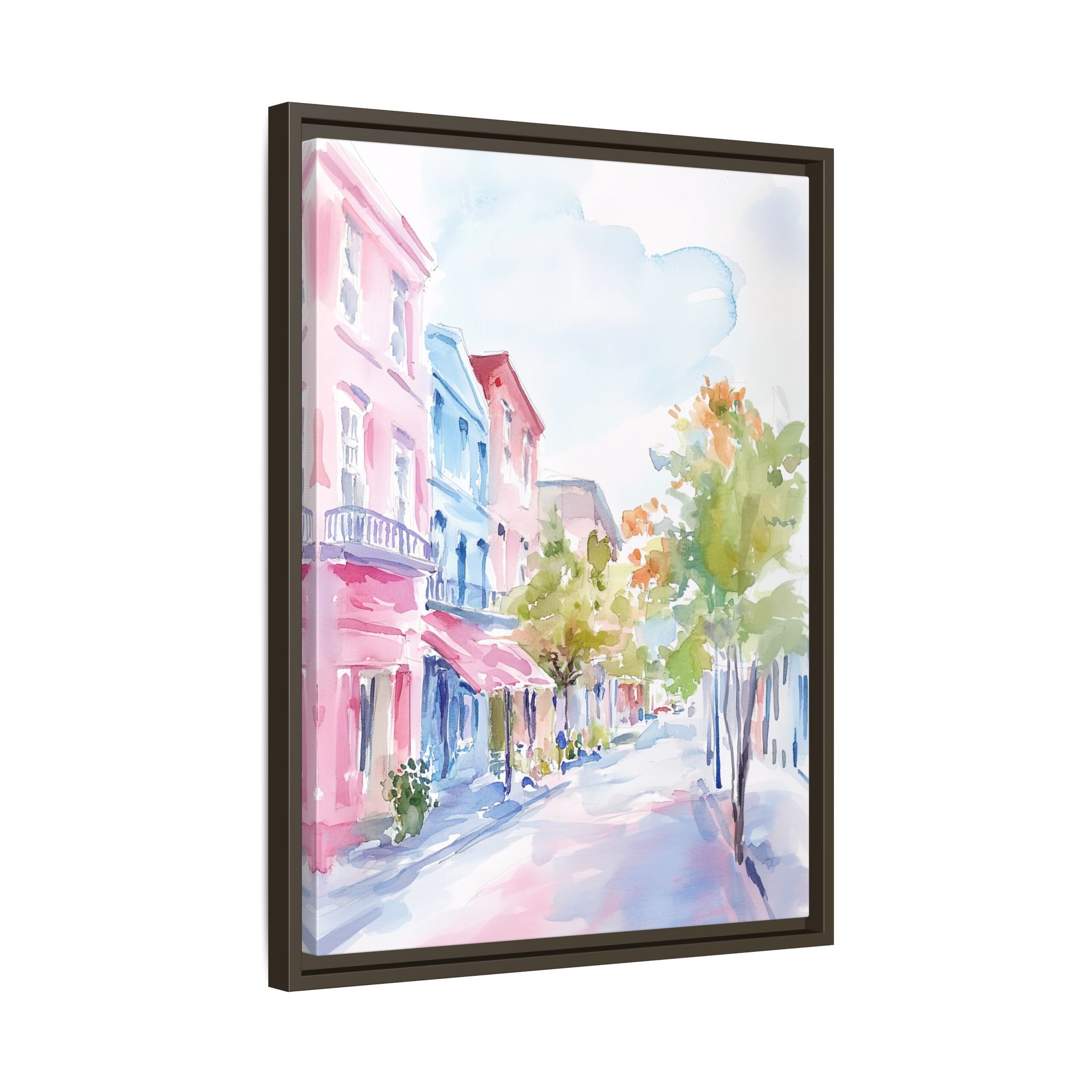 Framed Canvas - Pastel Charleston Street Scene