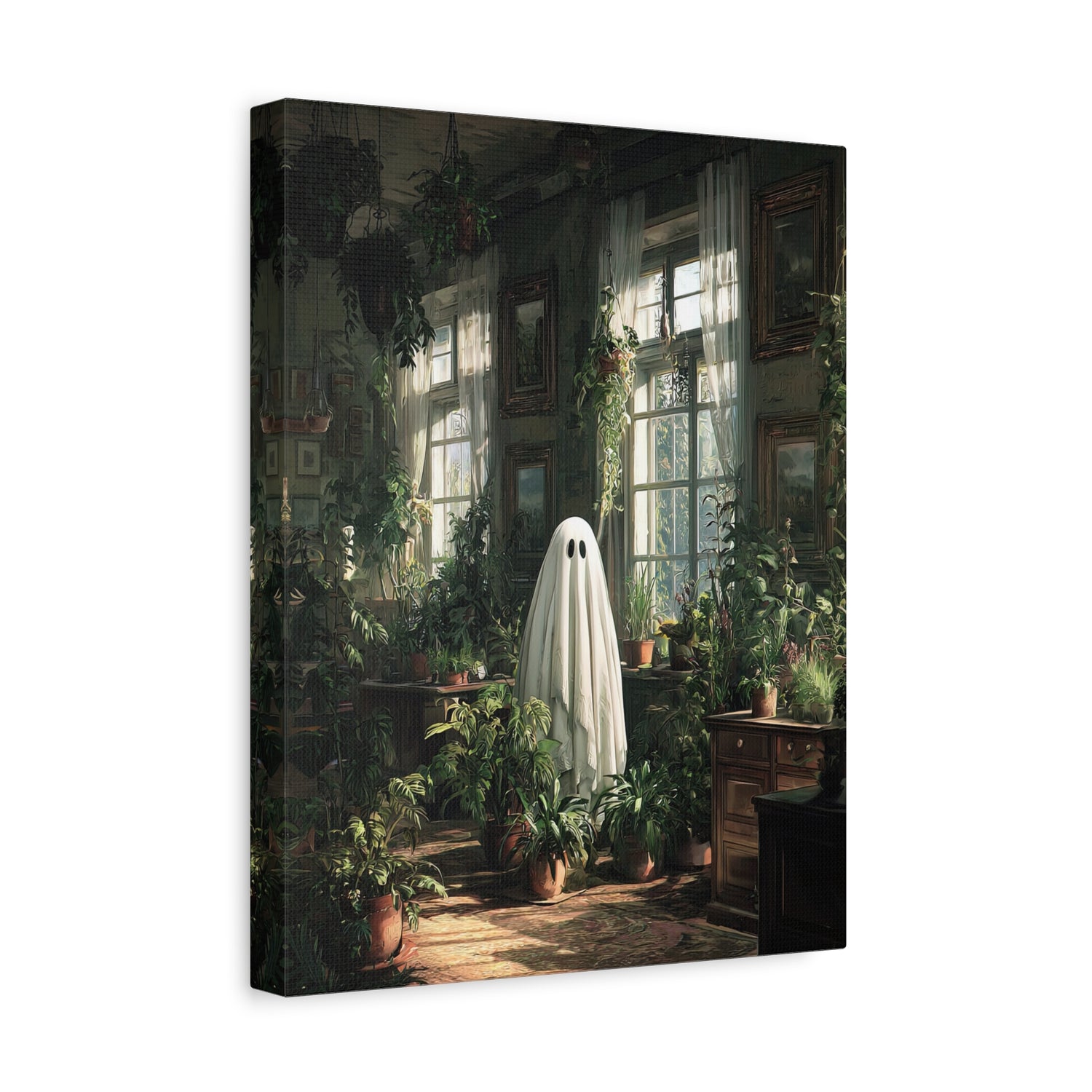 1.25" Matte Canvas - Ghost Among Houseplants