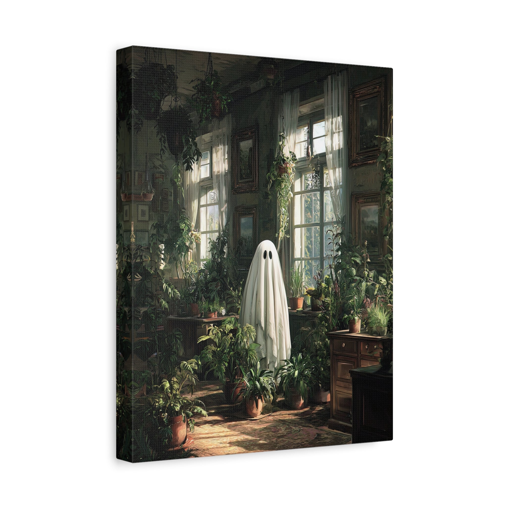 1.25" Matte Canvas - Ghost Among Houseplants