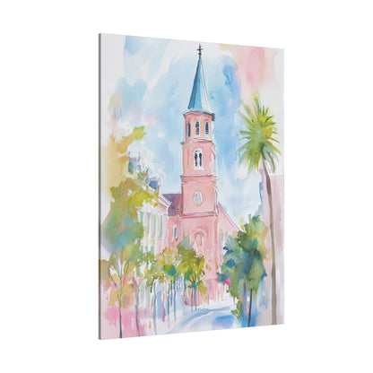 .75&quot; Matte Canvas - Charleston Steeple in Pastel Haze