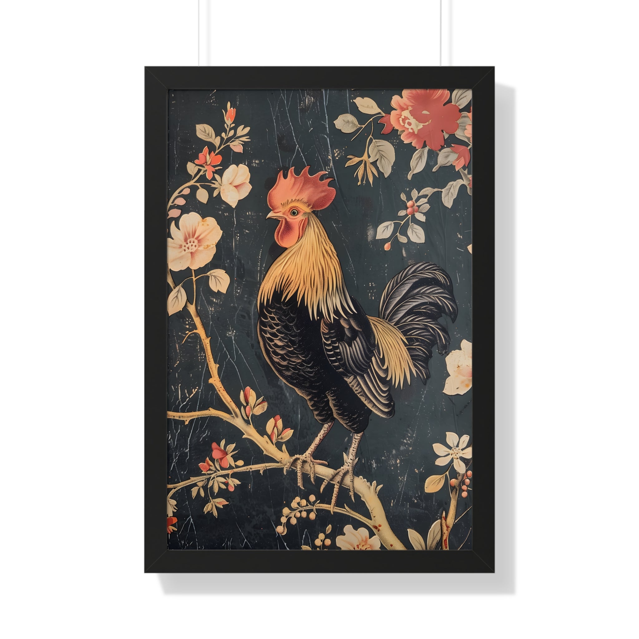 Framed Paper Print - Blooming Rooster Glory