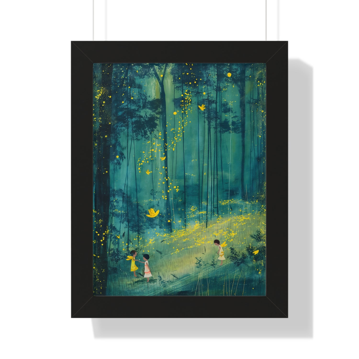 Framed Paper Print - Enchanted Firefly Forest